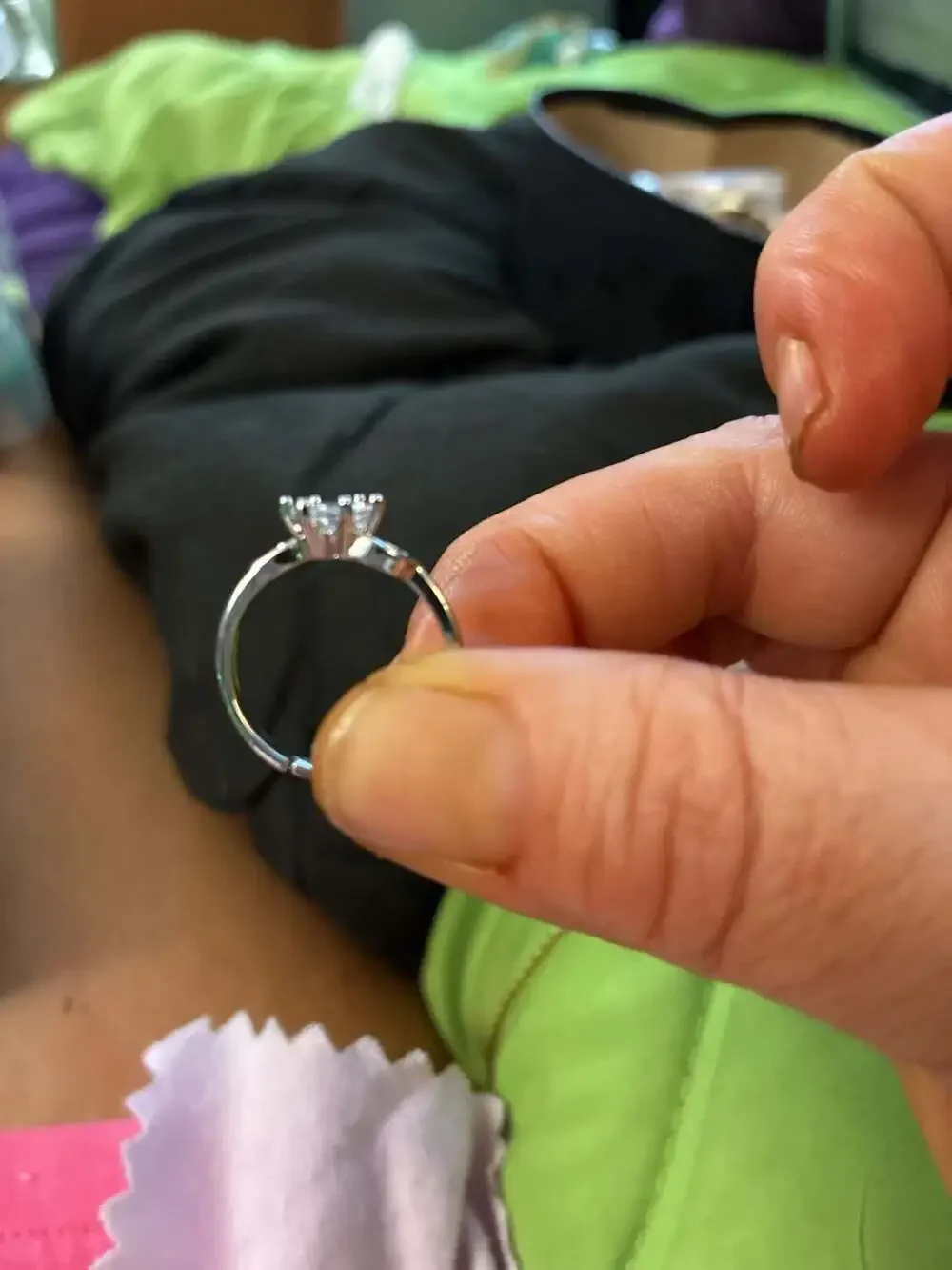 Solitaire Round Cut Cubic Zirconia Engagement Ring with Infinity-Style Band